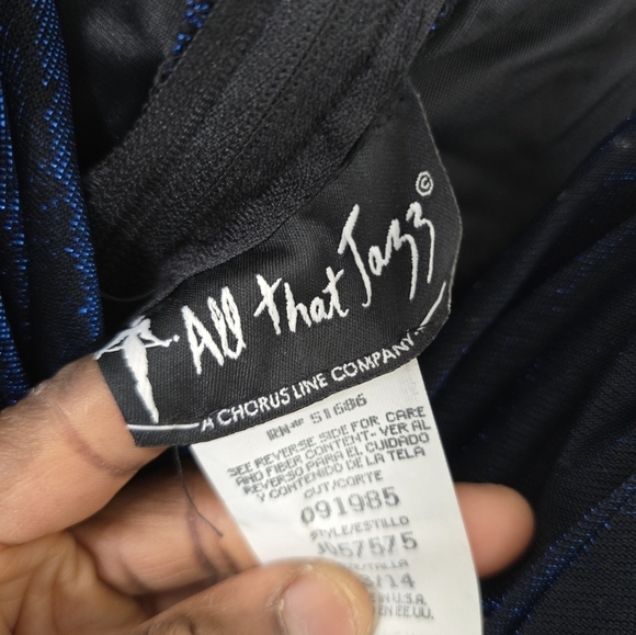 Vintage All That Jazz Dress Black Blue Women Metallic Mini Fit Flare Whimsigoth - Picture 6 of 13